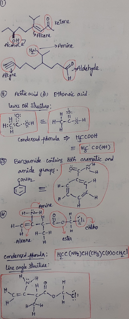 Amine prolite @ Acetic acid (81) Ethanoic aud. lewis Dot struiture; : HO: Hicic. OH = Hc-c-ö-H Condensed fórmula → HCCOOH = t