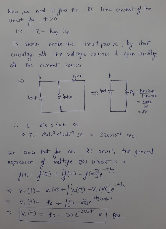 RC time constant of the Now, we need to find the Circuit to 2= Reg Cep. circuit passive by shoot circuiting all the voltage s
