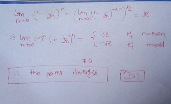 Lom (-2) = (lom (-A)*) 2 Je = lem (on (1-1) - a lim (H) ( 120) = ç se f n= even no lese of nodd to the server deresges o n