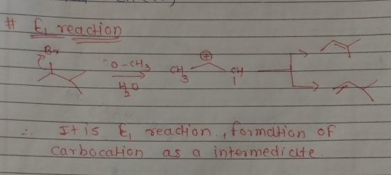 # Ei reaction E reaction It is E Carbocation reaction, formation of as a intermediate