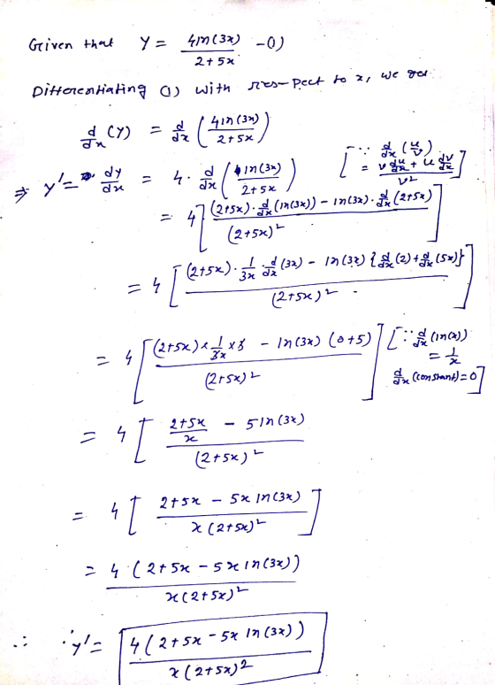 Given that Y= 4) (3) - (0) 2 + 5% Differentiating ) with 75-Pe+ e 3, we w 45 (39) - < (Y) งะ (: 2 + SX - 1 ܐܟ Jx ฝน * * * ง.