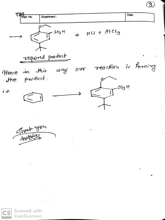Expt. No. Experiment: Date: Date → a i sogn + HU + Alle required product way our reaction is forming Hence the in this produc