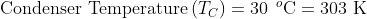 Condenser Temperature (T) = 30 °C = 303 K