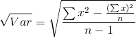 Σχ2 - (Σα)2 VV a η -1