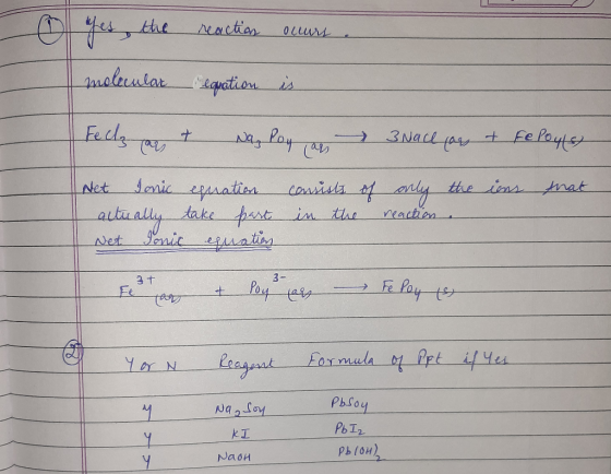 eactiar esthe OLLurs ualeular apation is 3Nacl farr Poyter Fedle +Fe Poy + Casial anly the ins nat im the nic satiea Net take