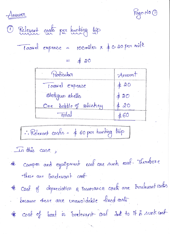 Page: No 0 Answer © Relevante cortos por hurting hip $0.20 per mile travel expense a = toomiles & $20 Amount $20 . Particular