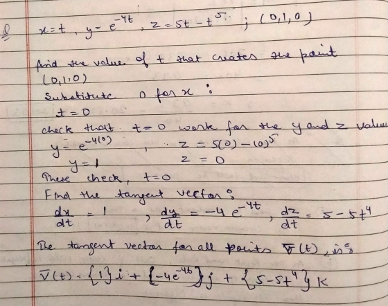 & not, yo é et 2-st - trg (0,1,0) find the value of t that creates the paint 20, 1.0) Substitute o for a : et=0 .00 check tha