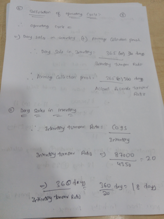 Calculation of operating Cycles operating cycle = =) Day saly in inventory A Average Collection ponod. .: Day Sale in Invento