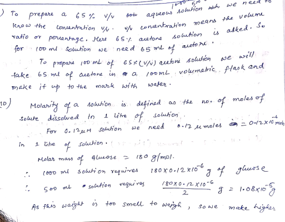 V/v sotw aqueous solution who we need to concentration means the volume eetone solution is asked. So aleto ne I To prepare a