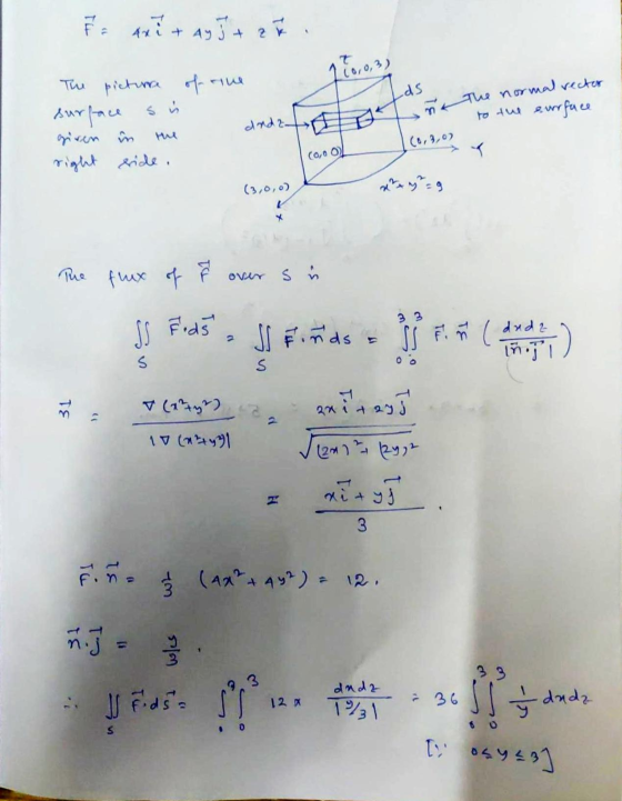 (0,0,3 The picture of cine The normal rector nk to the surface of end given right in the side. Cool The flux of Å over sin Fa