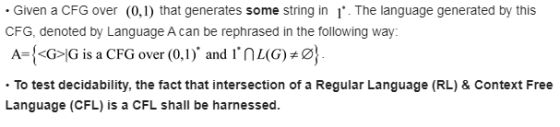 Given a CFG over (0,1) that generates some string in 1. The language generated by this CFG, denoted by Language A can be reph