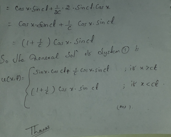 - Cos r. Gincft 1.2- Sincl. Casa 20 = Cosx-Sincl + Ź Cosx. since = (1+ Ź Casno since So the Reneral Sol of dyskem ☺ & (sinx.c