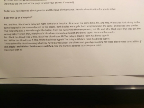 (You may use the back of the page to write your answer if needed) the laws of inheritance. Here is a fun situation for you to