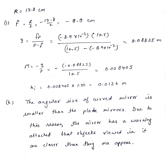 R = 17-8 cm 8.9 17.8 cm - (1) f = & 2 2 - 2 fp p. 11 0.0 88 25 m 68.9 x103) (10.5) (1005) - (- 8.9x102) M = -2 (-0.08825) 0.0