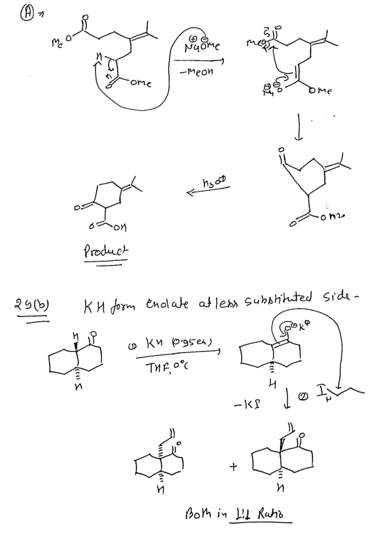 Ngome meos -meon ome оме Fh00 бой Product 25(b) KH form enolate at leas substituted side- 0 kn pigsen) THE oo -kloek Both in