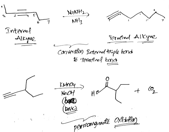 La NINH2) 2 3 = botiga NH3 Internal Alkyne Termind Alkyne conversson Interno triple band to terminal bonds Kunoy NaOH a to Ho
