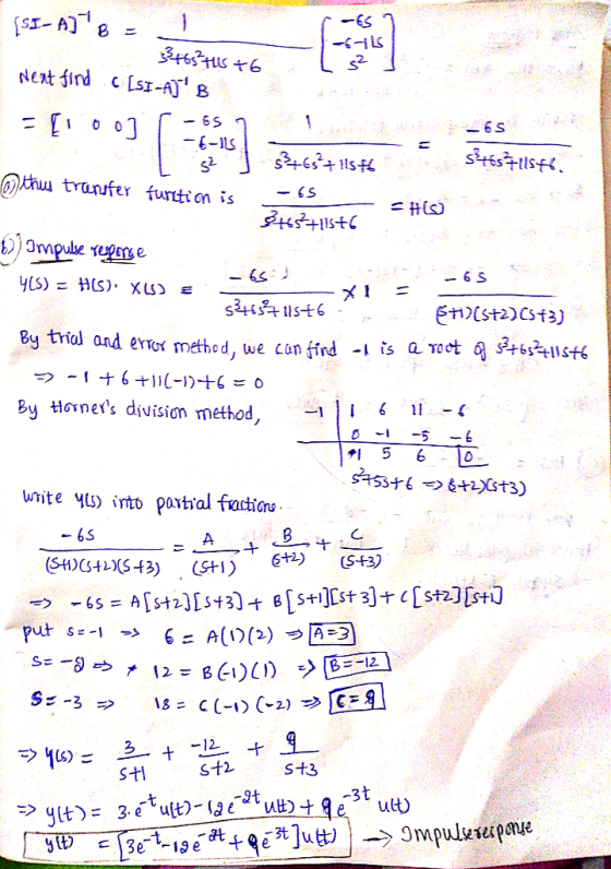6S 6S 6-IS 2. Muu transfer furtion is- By trial and enor method, we can find -i îs aro By Horners division method -5 6S St3