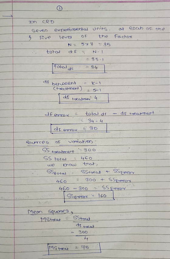 CRD Oaah oF the experoirmental units Seven Factors the OF 1eve Fve 35 52 N = tota d:F N I - 35-) total 34 beroeent taectrnent