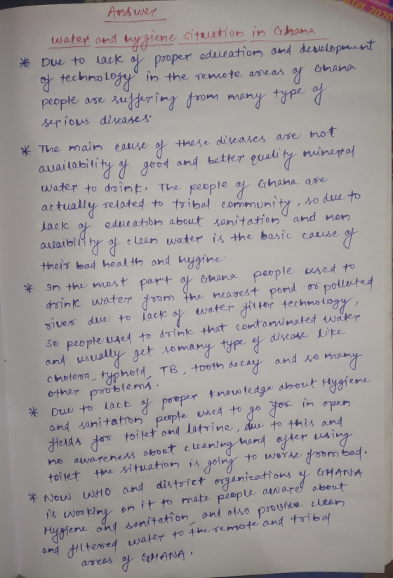 2020 Grana ag Ansever water and hygiene situation in Ghana * Due to lack of pooper education and development of technology in