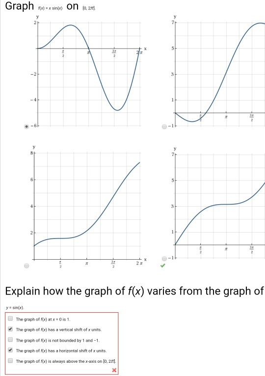 Graph wx=x sinde) on 10, 2010 y 21 5 3. 3 1 3 2 5 + 3 1 JR 2 2 Explain how the graph of f(x) varies from the graph of y = sin