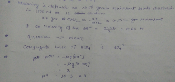 o Molarity is a HX2 olarity is defined as no of gram equivalent sollte dissolved no 1000 me or di seluer solution 27 god each