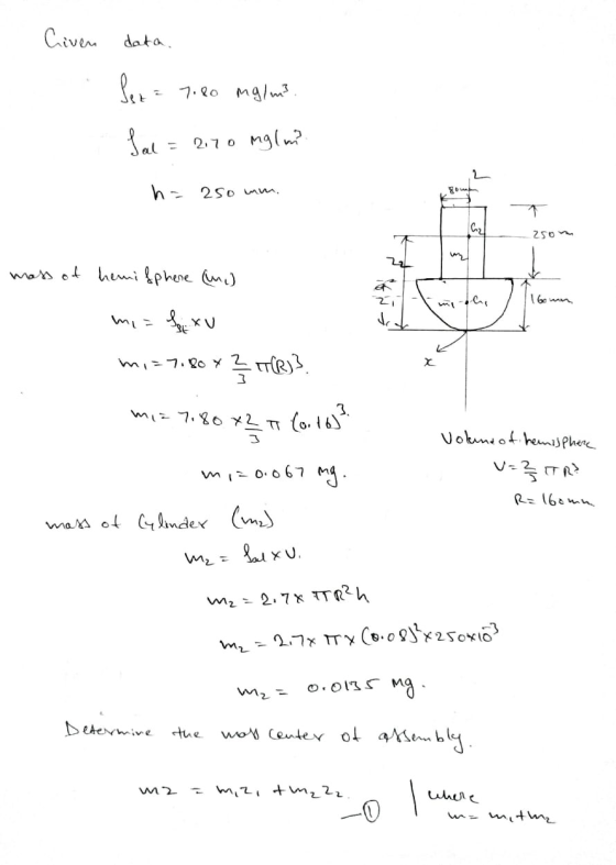 Given data Sex = 7.80 mg/m3 Sal = 2.70 mg/m? 1. h= 250 mm. 250m mass of hemifphene (ne) mia Sixu m1=7,80 x 2 (R)? mi=7180x2 t