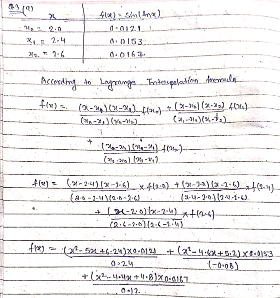 2_(ག) 26 20 2.0 f(x) = shilena) 0.012.1 0,0153 0.0167 X = 2:4 212, 2-6 According. Ao Lagrange. In diesepolations formula f()