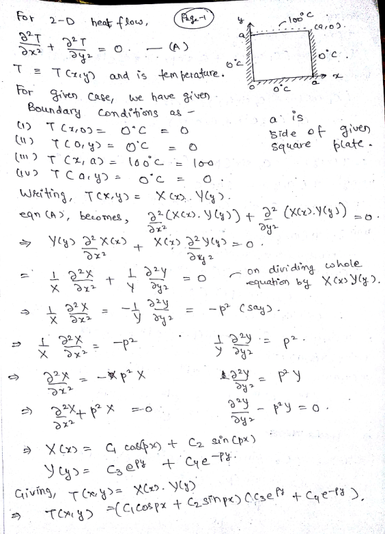 2-D heat flo Tven Caçe, we have av Boundary cond ensas Square blate on dinding whole.