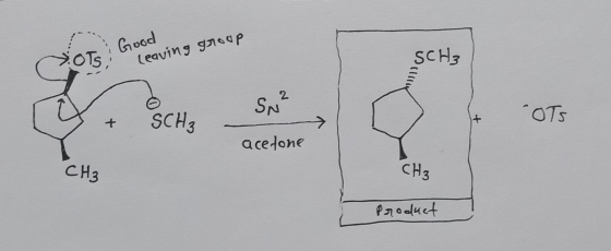 group ots: Good leaving SN² SCH3 – OTS acetone CH₃ CH₃ Product
