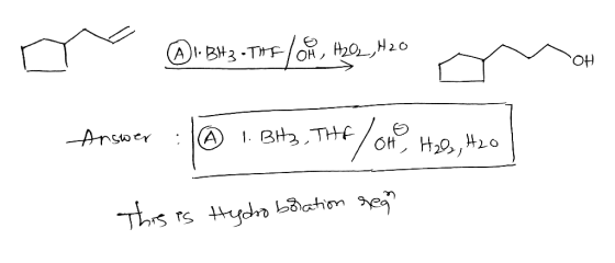 a 0 H20 A BH2-THE / . Dia OH ©BM-TWF , MO_H26 M Answer : 1. Bt2, THP/ONC, Hal, tzo This is Hydro bolation rega