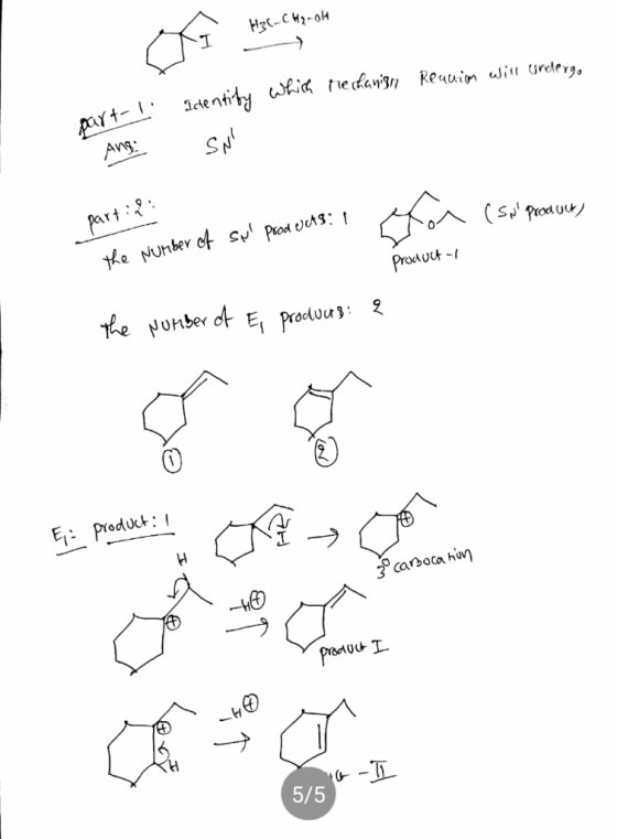 H3C-CH2-oH dentity i nedanisn Requin wil urderg, aYt- Ang Part: Prodtuct he Nonber dt E produ E Product: 3 carsoca hn preauc