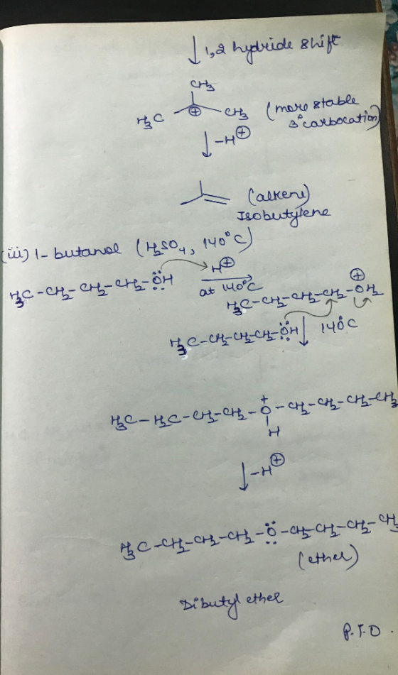 | 2 hybride shift Ho Chh (more stable Bºcolbocation de Calkene) Isobutylene (i) 1-butanol (145, 140°c) ze-chynerg-eh-oh at 14