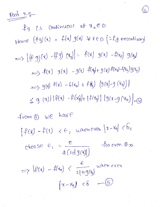 Part 20 fg is continuous at XoED Hence Afg) (x) = f(x) g(x) KYED (1. fg a reconi uong => 168g)(x) - 89) (k)- ford g(x) – Flxo
