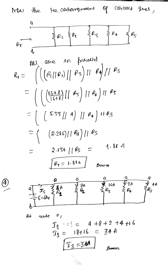 Now the re alrangement of the cellist geral, OL { R2 & R {R} {P4 & - All are en parallel Ra= (((2/10) || 03). Ry/1RS 33 +(( 5