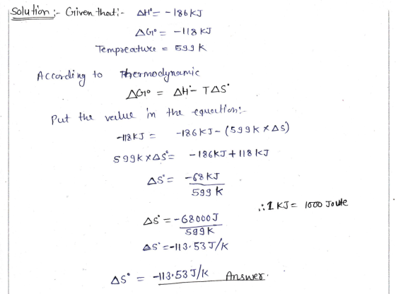 Tempoeactu5k Accodiiy to hermc -13K-126 kJ- (599k KAS) 59g k AS113.53JK AS。--113-53J/k Answen