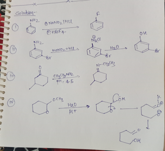 Solution NH2 ① NaNO2lHU HBF4 Ole > 1 NaNO2thles H2O Br Br Faceeasieppo. N-CH₃ CH₂ CH₂ CH₃NH2 PH. 4.5 OCH₂ H2O Ht