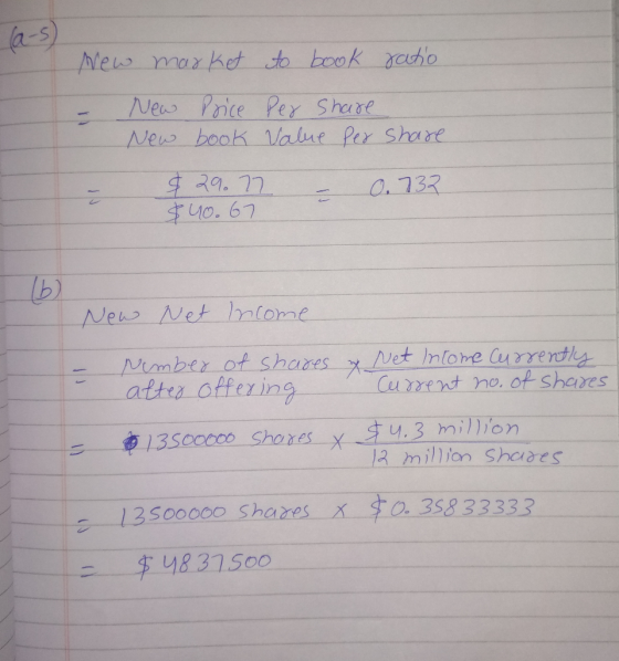 New - New mee per Share market to book ratio New Price per Share New book Value Per Share $22. 77 – 0.732 &o. 67 - Tb New Net