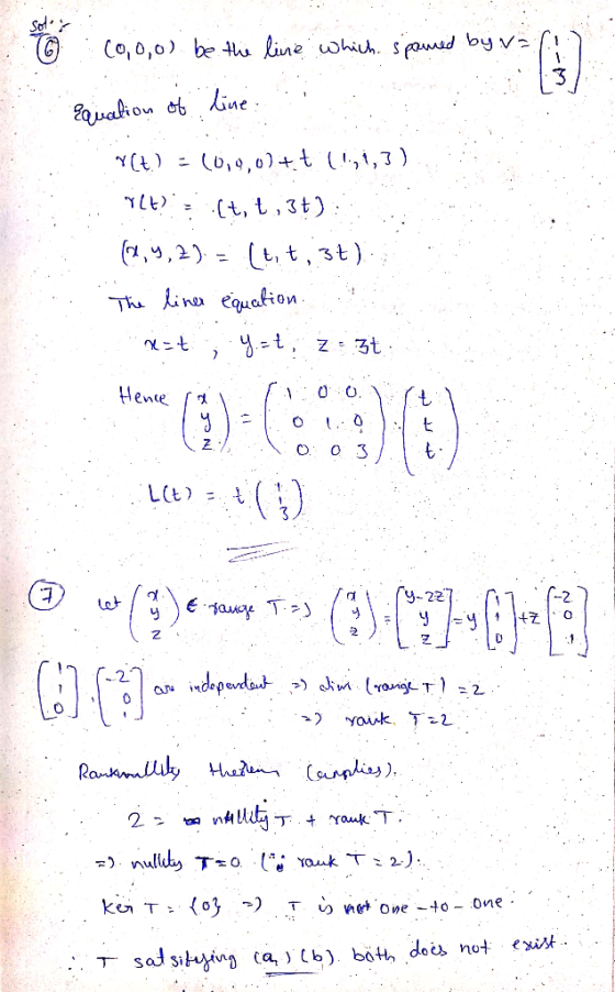 Sol (0,0,0) be the line which spared by v= (3) 3 Equation of line: Y() -- (0,9,0}+t (!1,3) Yet(t, t ,3t): (2,9, 2) = [t, t,