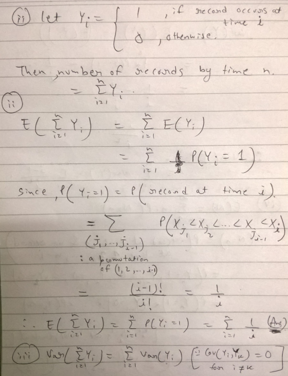 record occurs at. 6 let Y:-/ l ,if necond occo l o othenwise, Then number of decounds by time n. ECY) = Ê E(;) since , & ( 4;
