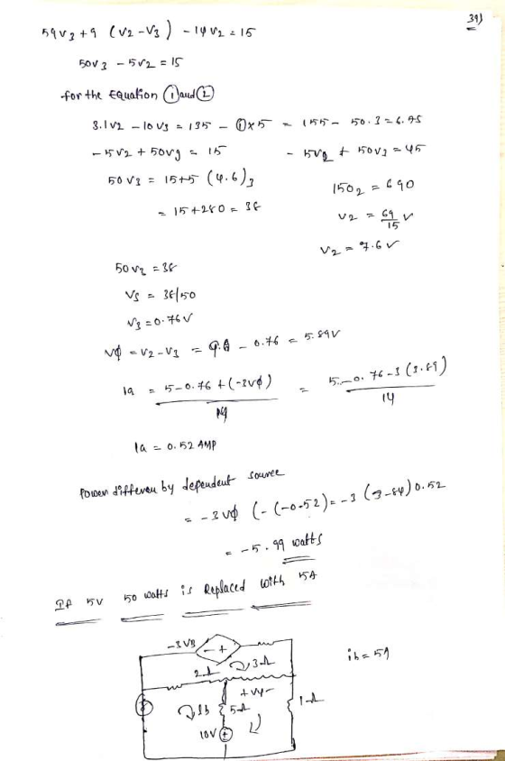 590279 (V2 - V2 ) - 141215 50V 3 -572 = 15 for the equation Caud 3.1 V2 -10 Vg 135 - Ox 5 = 1155 - 50.3 -6.45 500 + 50v2 = 45