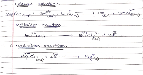 Calanced eauation sndsca 24 oxidation eaction Shclk Can) Reduction reaction +2 Caa