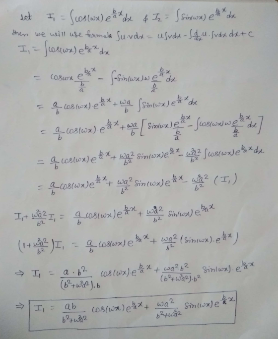 let bla o cosuse e a I = ( cos(wa) ed ade of IZ = S Subraxe) et de then we will use formula Sunda= usudbe - (d . Sube detc I,