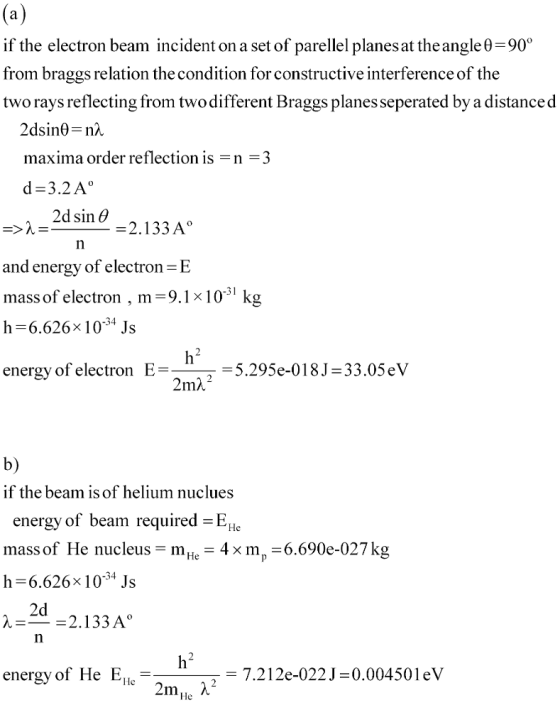 if the electron beam incident on a set of parellel planes at the angle θ-900 from braggs relation the condition for construct