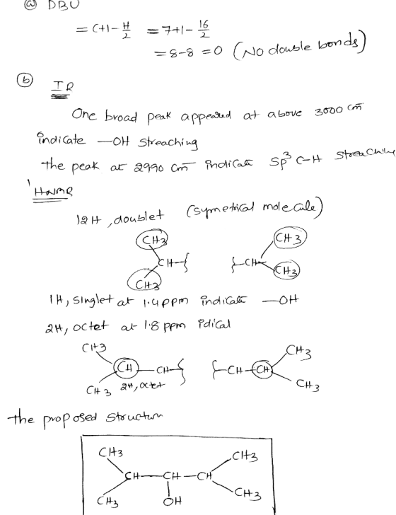 W BBU =(+1-4 = 7+1-16 =8-8 = 0 Go double bonds) - (+1- 1 1. One broad peak appeared at above 3000 cm indicate -OH streaching