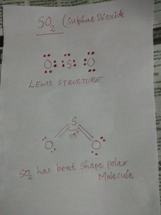 ം തിലകാ ണാക്ക് വയT13 laila nalan DOO 50 (sulphue Dioxide nim Q ito) LEWIS STRUCTURE So has bent shape polar Molecule