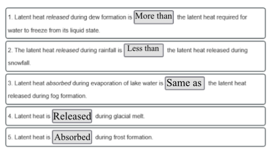 . Latent heat released during dew formation is More than the latent heat required for water to freeze from its liquid state 2
