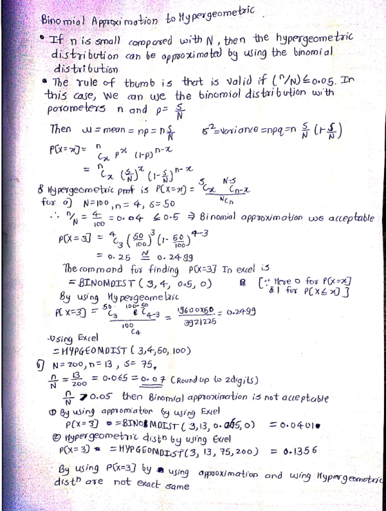 NCA 100 Binomiol Approximation to Hypergeometric • If n is small compared with N, then the hypergeometric distribution can be