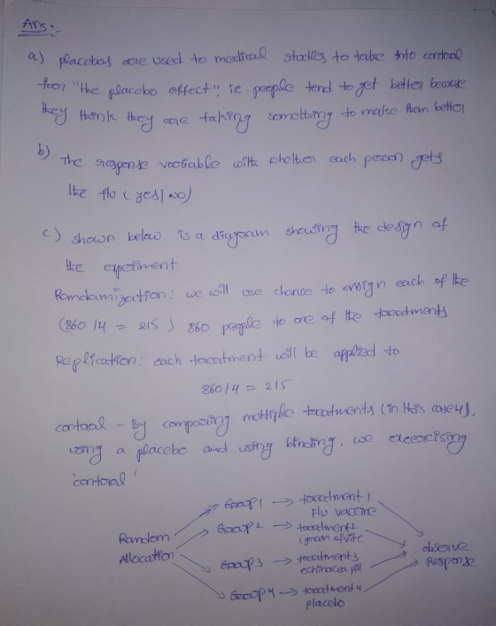 Ans a) pacchos cve useal to mia sts to take hto carton ole effect. cach person tke enofiment cantaal a placcbo avedl usft bn