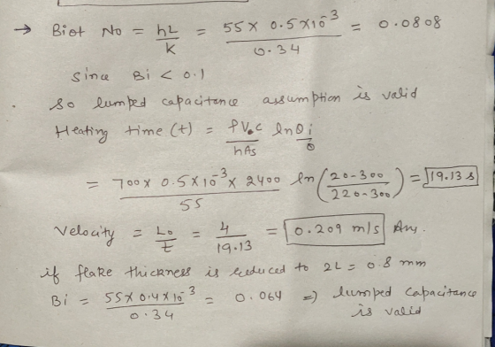 Biot No hL 55x 0.5x103 o.o8 08 k 6-34 sina o lumped capaciten e Pton vali ass um Heating ime (t) hAs 23 = 700x 0SX 10x a40o m