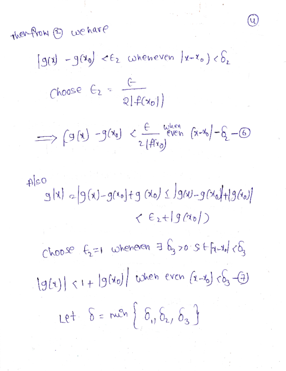 ther frow ③ we have Igx -g(20) <tz whenever Ix-xo) <62 Choose G = G 21.6CX01) => (918 - g(xol at wwern (x-to-&-6 21ffro Also